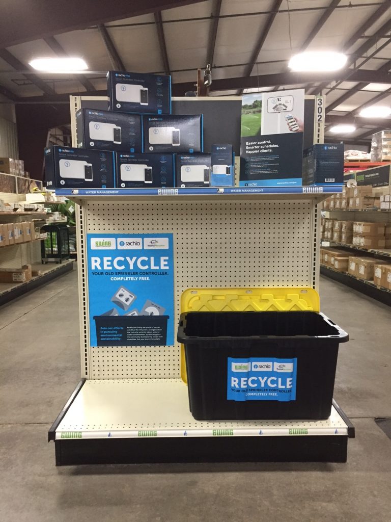 Recycle Your Old Irrigation Controller : Recycle your old irrigation timer at a Ewing store near you. Recycle bin in store for recycling old irrigation controllers