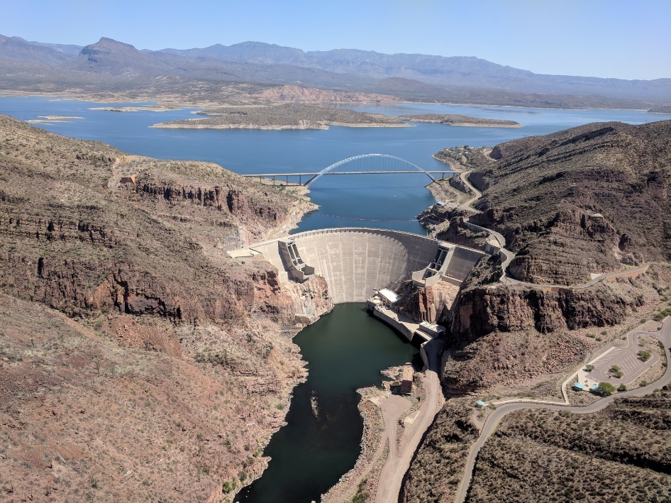 Roosevelt Lake overlooking the dam and bridge