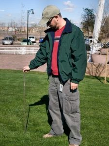 Use a soil probe to determine how deep the water has penetrated into the soil.