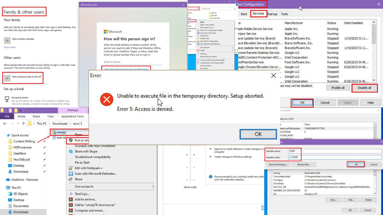 Unable To Execute File in the Temporary Directory Error 5